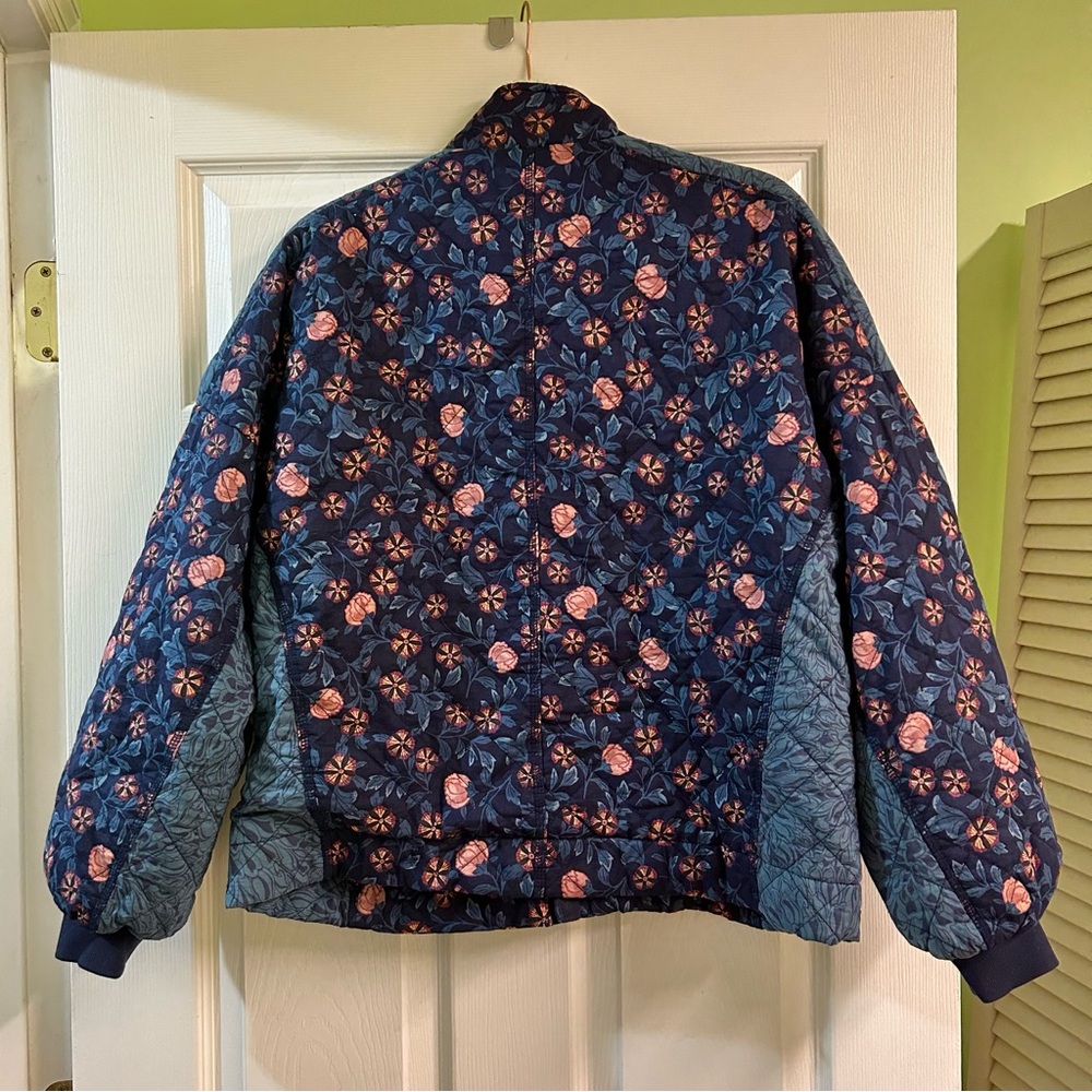 Anthropologie Gayla Quilted Blue Jacket Floral Bohemian Saturday Sunday Sz Lg - Picture 9 of 11